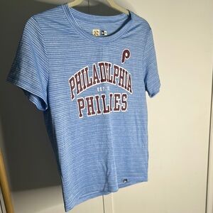 New Era Blue and White Striped Philadelphia Phillies Tee